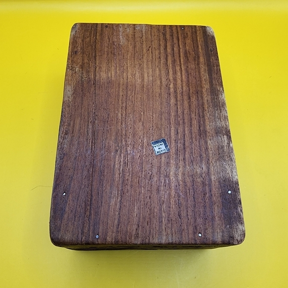 VIntage Hand Carved Wooden Floral Jewelry Box Made In India 5.75x3.75" - Picture 3 of 11